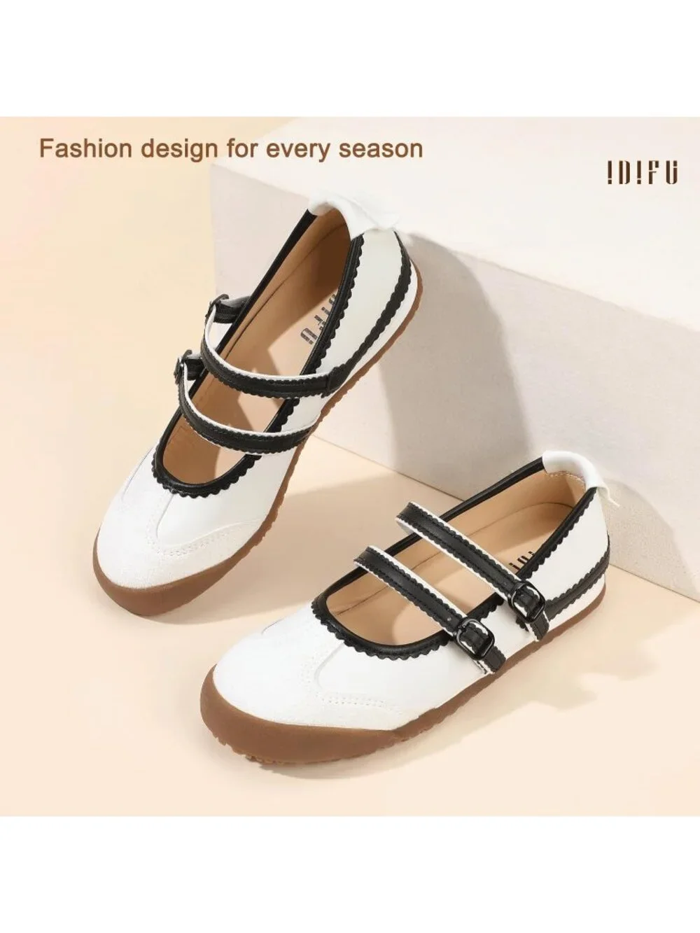 Women's White Comfortable Ballet Trendy with Elastic Straps Fashion Sneakers